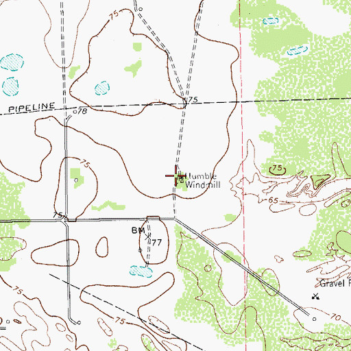 Topographic Map of Humble Windmill, TX