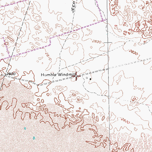 Topographic Map of Humble Windmill, TX