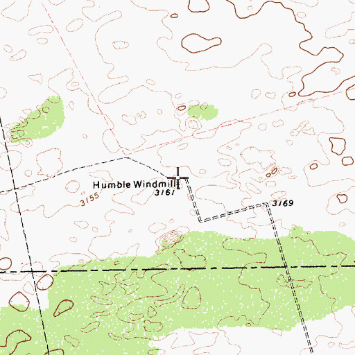 Topographic Map of Humble Windmill, TX