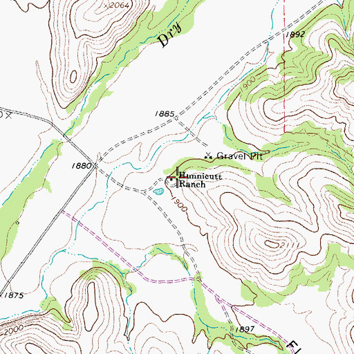Topographic Map of Hunnicut Ranch, TX