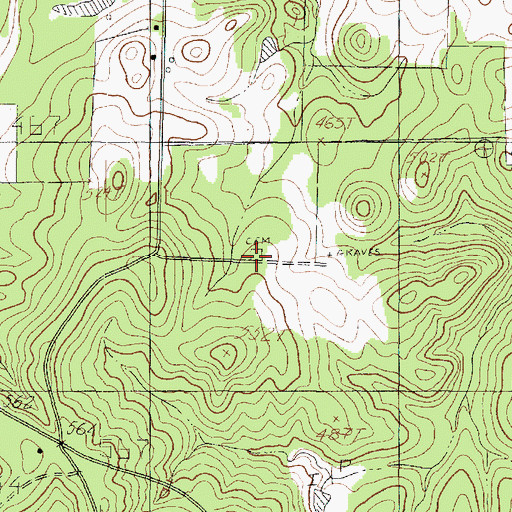 Topographic Map of Hunt Cemetery, TX