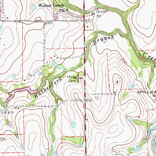 Topographic Map of Hunt Cemetery, TX