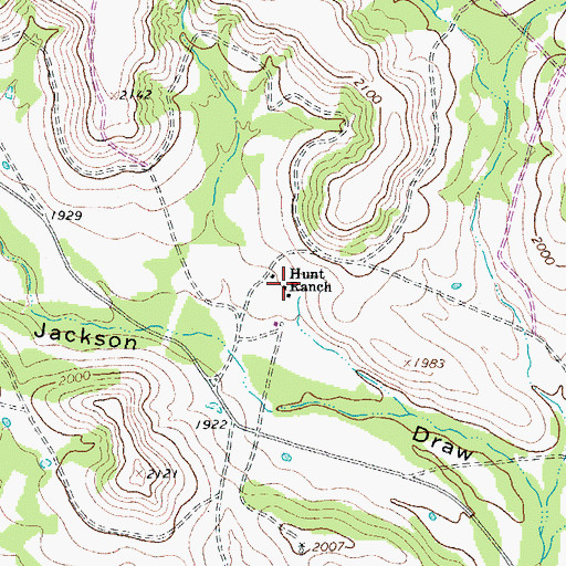 Topographic Map of Hunt Ranch, TX
