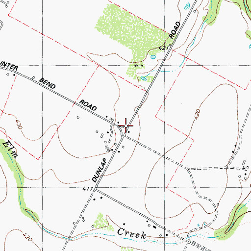 Topographic Map of Hunter Cemetery, TX