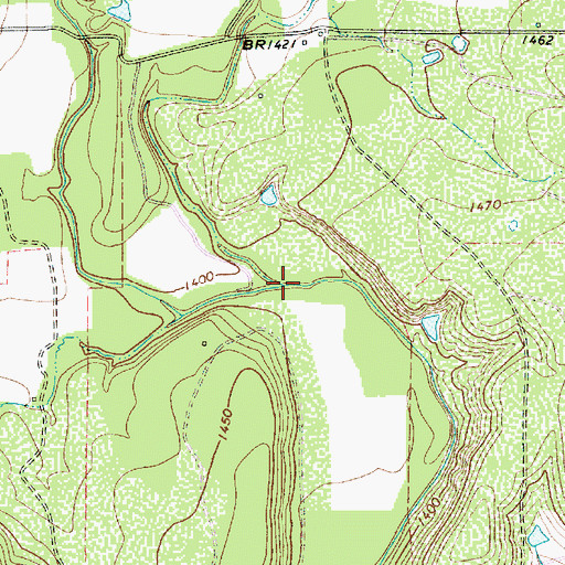 Topographic Map of Hunting Shirt Creek, TX