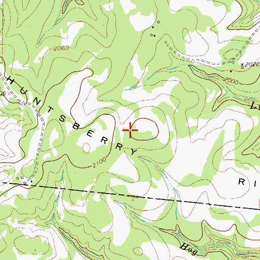 Topographic Map of Huntsberry Ridge, TX