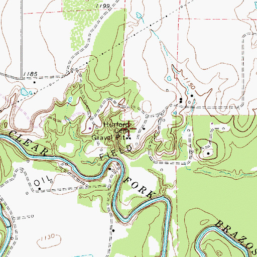 Topographic Map of Hurford Cemetery, TX