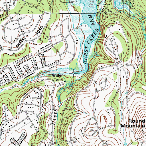 Topographic Map of Hurst Creek, TX
