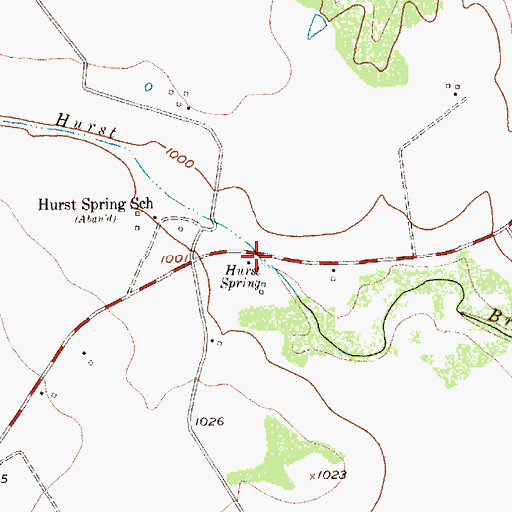 Topographic Map of Hurst Spring, TX