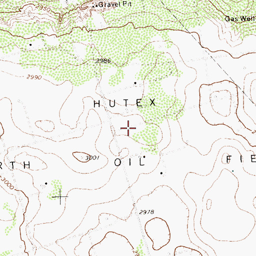 Topographic Map of Hutex North Oil Field, TX