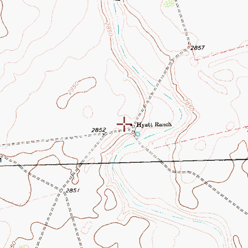Topographic Map of Hyatt Ranch, TX