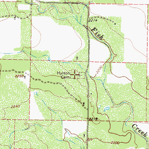 Topographic Map of Hylton Cemetery, TX