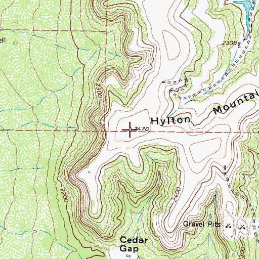 Topographic Map of Hylton Mountain, TX