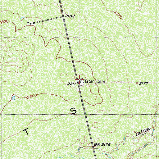 Topographic Map of Iatan Cemetery, TX