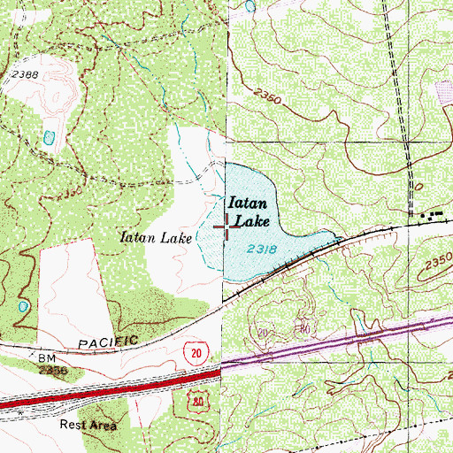 Topographic Map of Iatan Lake, TX