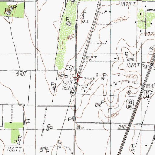 Topographic Map of Iberis Cemetery, TX