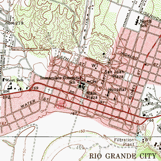 Topographic Map of Immaculate Conception School, TX