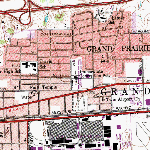 Topographic Map of Immaculate Conception School, TX