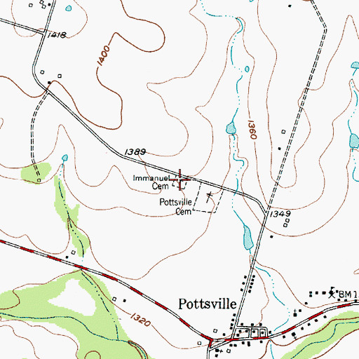 Topographic Map of Immanuel Cemetery, TX