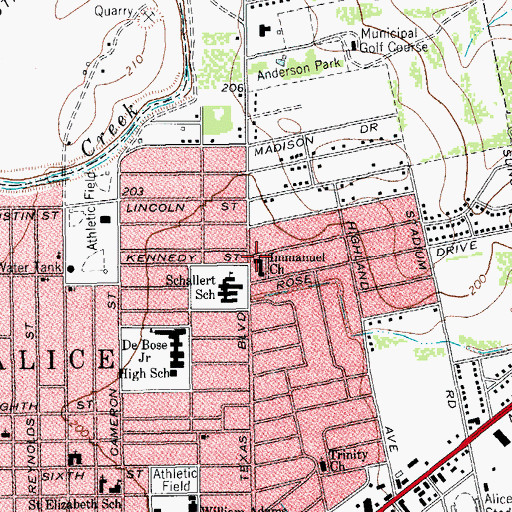 Topographic Map of Immanuel Church, TX