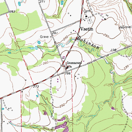 Topographic Map of Immanuel Church, TX