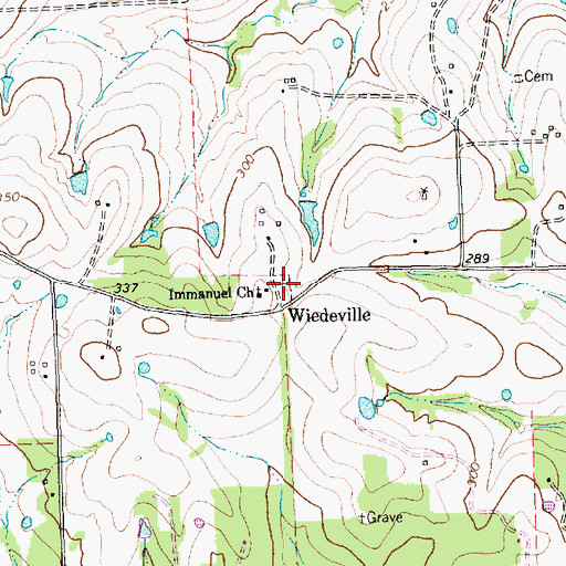 Topographic Map of Immanuel Church, TX