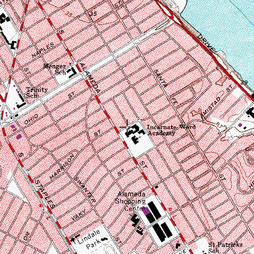Topographic Map of Incarnate Word Academy, TX