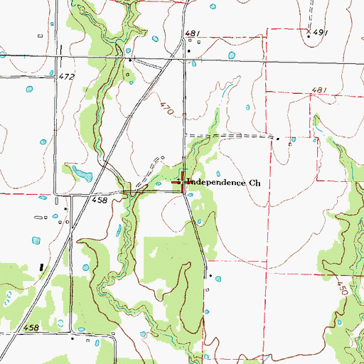 Topographic Map of Independence Church, TX