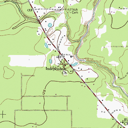 Topographic Map of Independent Church, TX