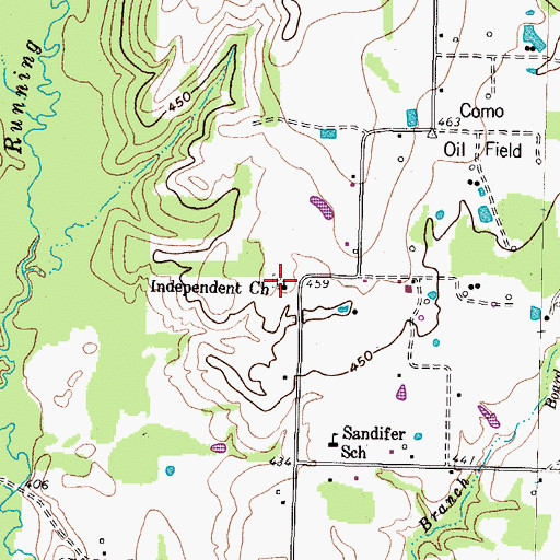 Topographic Map of Independent Church, TX