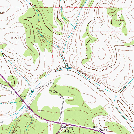 Topographic Map of Indian Creek, TX