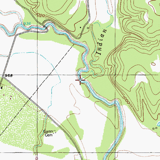 Topographic Map of Indian Creek, TX