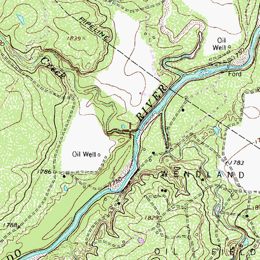 Topographic Map of Indian Creek, TX