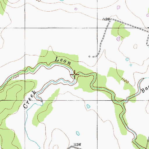 Topographic Map of Indian Creek, TX
