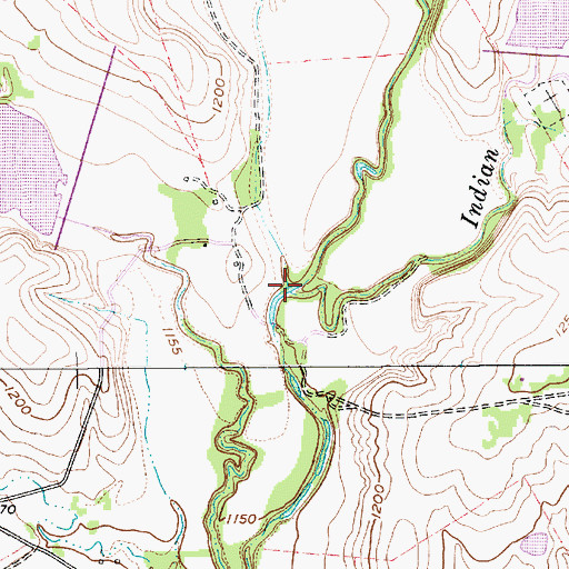 Topographic Map of Indian Creek, TX