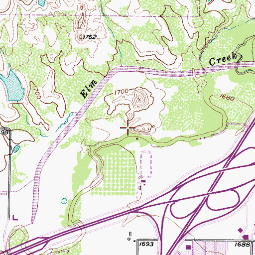 Topographic Map of Indian Creek, TX
