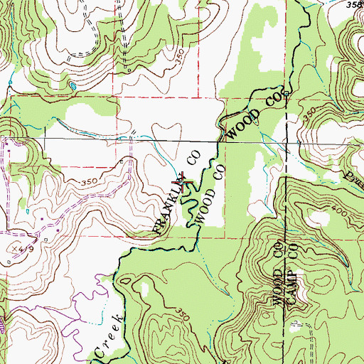 Topographic Map of Indian Creek, TX