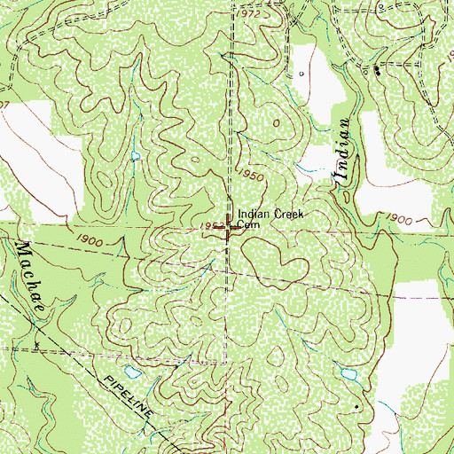 Topographic Map of Indian Creek Cemetery, TX
