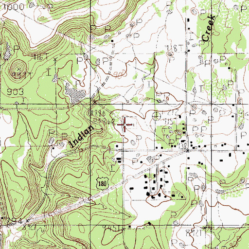 Topographic Map of Indian Creek Cemetery, TX