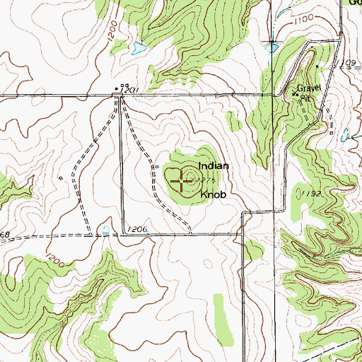 Topographic Map of Indian Knob, TX