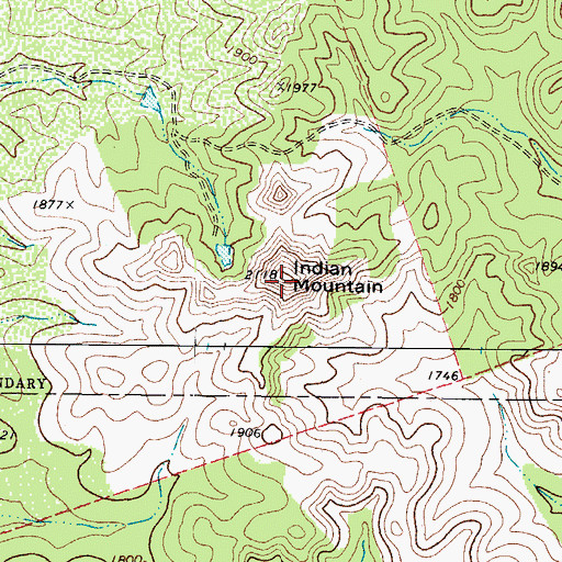 Topographic Map of Indian Mountain, TX