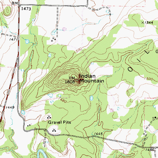 Topographic Map of Indian Mountain, TX