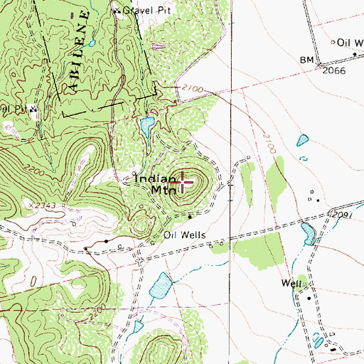 Topographic Map of Indian Mountain, TX