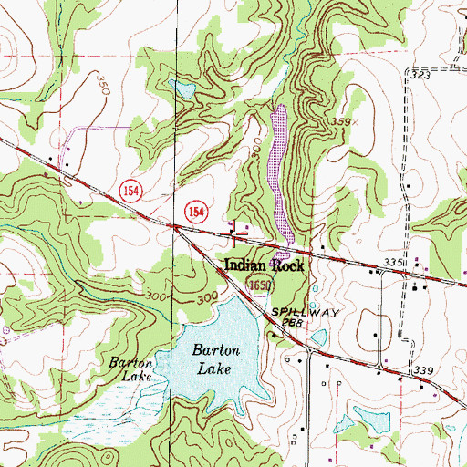 Topographic Map of Indian Rock, TX