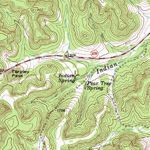 Topographic Map of Indian Spring, TX
