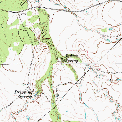 Topographic Map of Indian Spring, TX