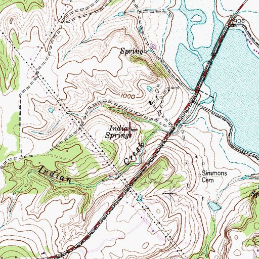 Topographic Map of Indian Springs, TX