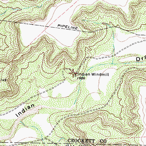 Topographic Map of Indian Windmill, TX