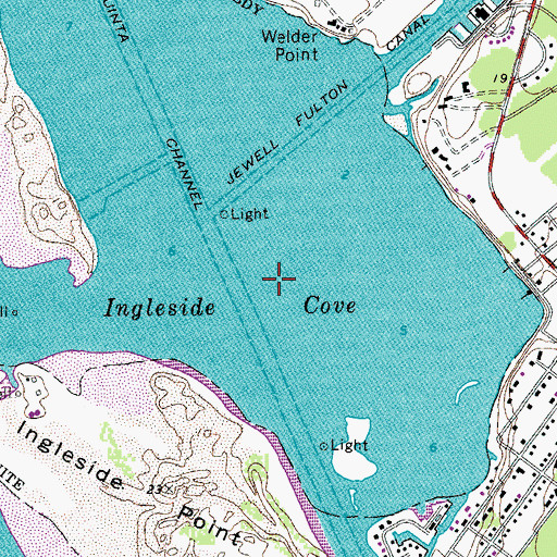 Topographic Map of Ingleside Cove, TX