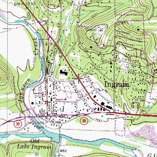 Topographic Map of Ingram, TX